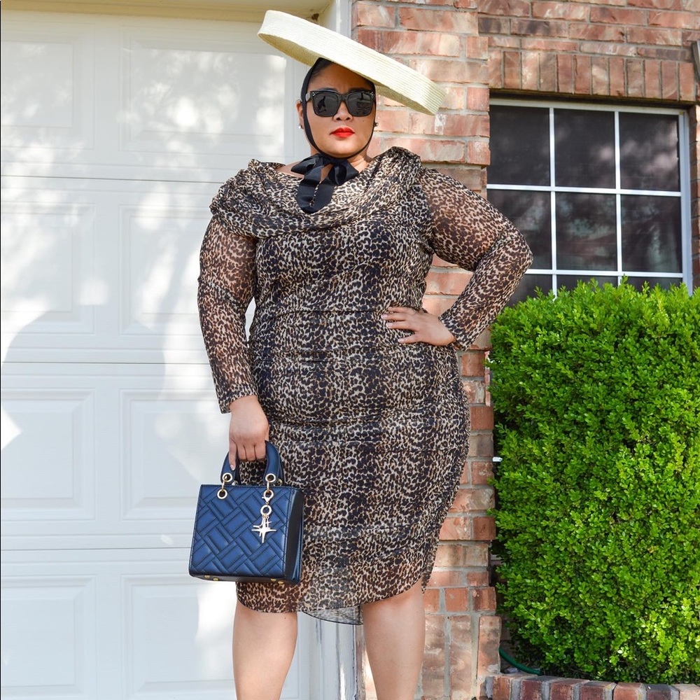 Christian Siriano Mesh Leopard Dress